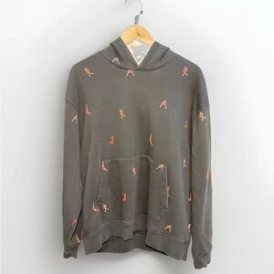 Gray Hooded Sweater with Red Accents